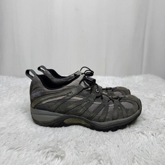 MERRELL / gray bungee lace vibram sole ankle hiking shoes / 7 - Picture 3 of 9